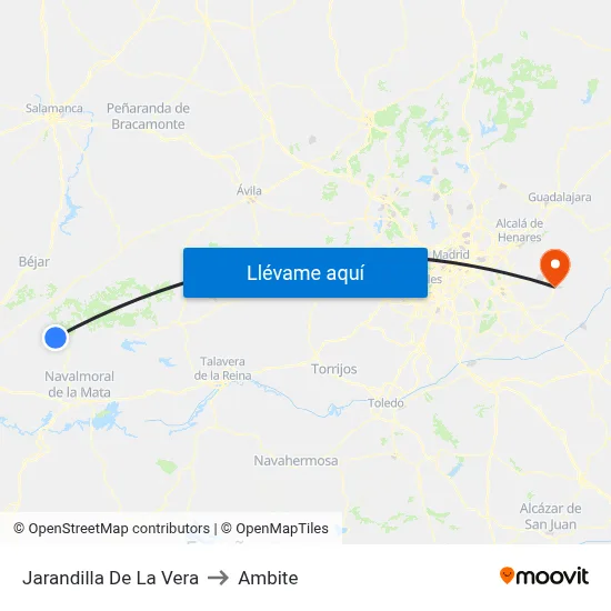 Jarandilla De La Vera to Ambite map