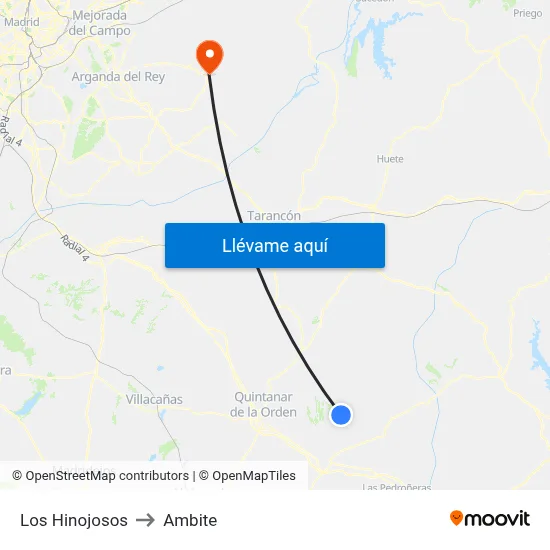 Los Hinojosos to Ambite map