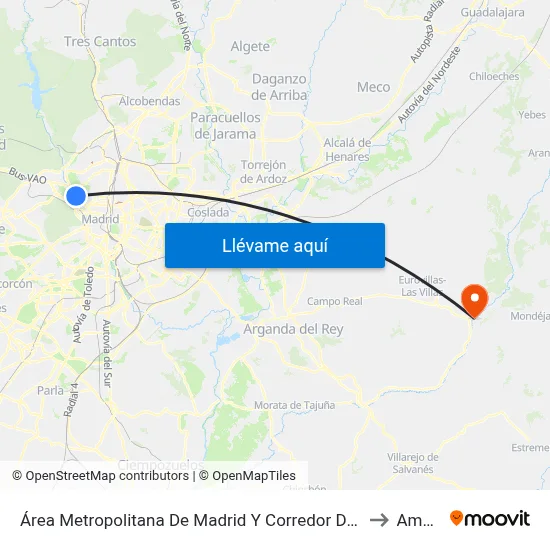 Área Metropolitana De Madrid Y Corredor Del Henares to Ambite map