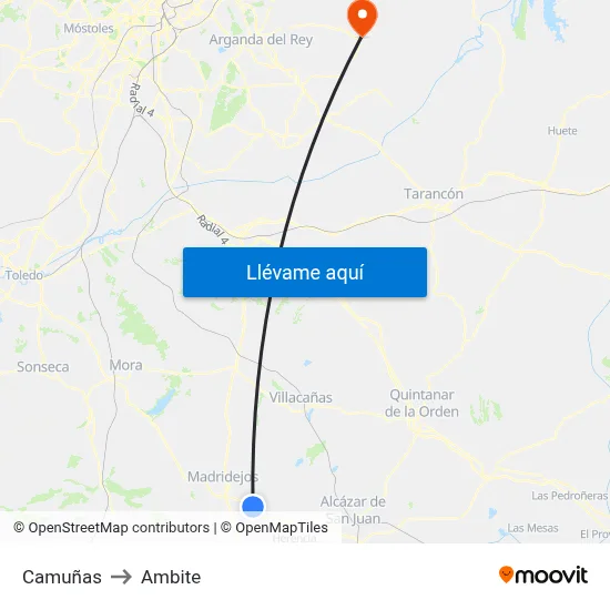 Camuñas to Ambite map