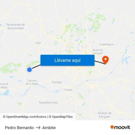 Pedro Bernardo to Ambite map