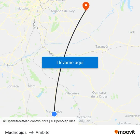 Madridejos to Ambite map
