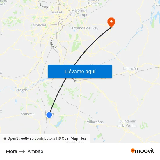 Mora to Ambite map