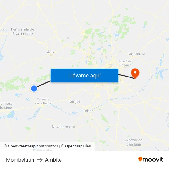 Mombeltrán to Ambite map
