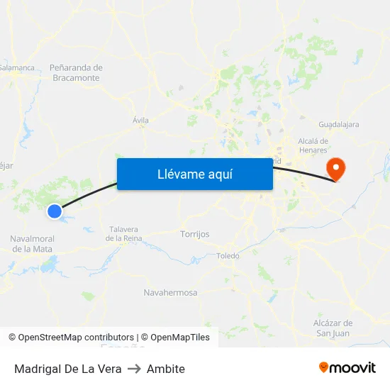 Madrigal De La Vera to Ambite map