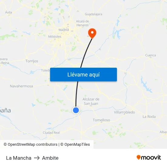 La Mancha to Ambite map