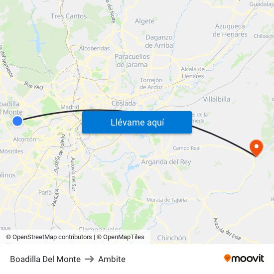 Boadilla Del Monte to Ambite map