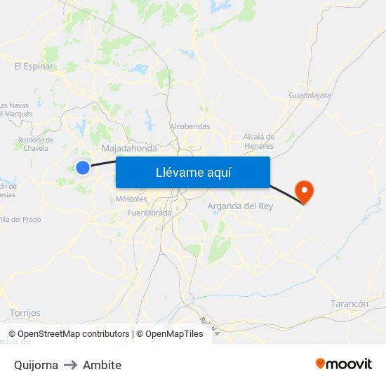 Quijorna to Ambite map
