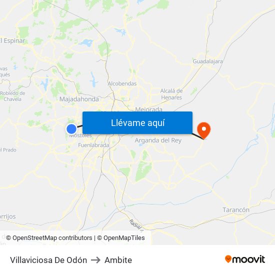 Villaviciosa De Odón to Ambite map