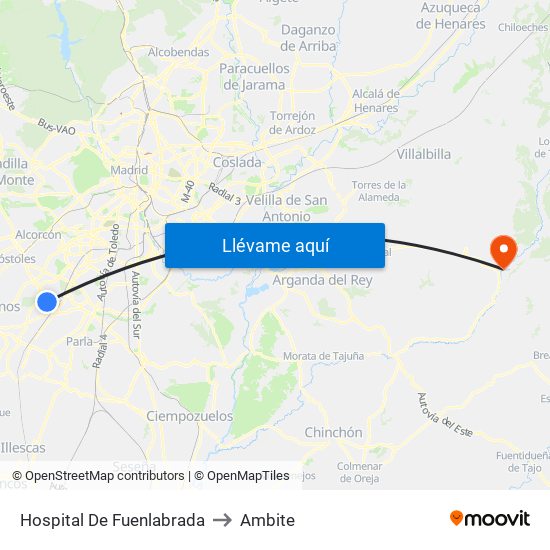 Hospital De Fuenlabrada to Ambite map