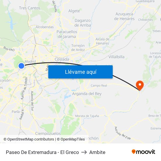 Paseo De Extremadura - El Greco to Ambite map