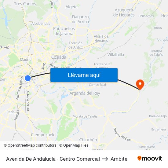Avenida De Andalucía - Centro Comercial to Ambite map