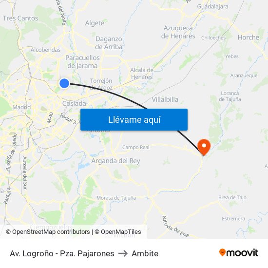 Av. Logroño - Pza. Pajarones to Ambite map