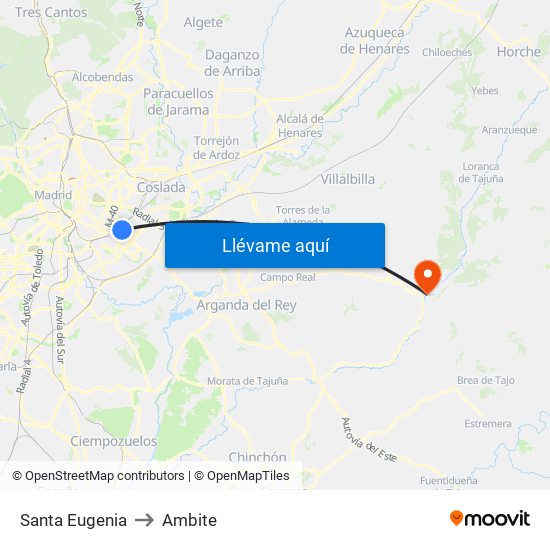 Santa Eugenia to Ambite map