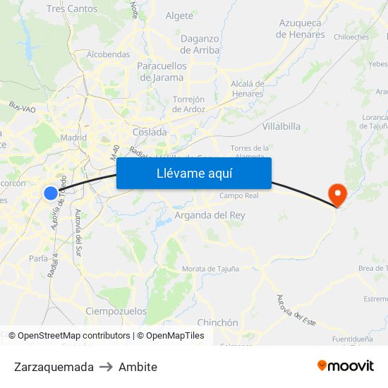 Zarzaquemada to Ambite map