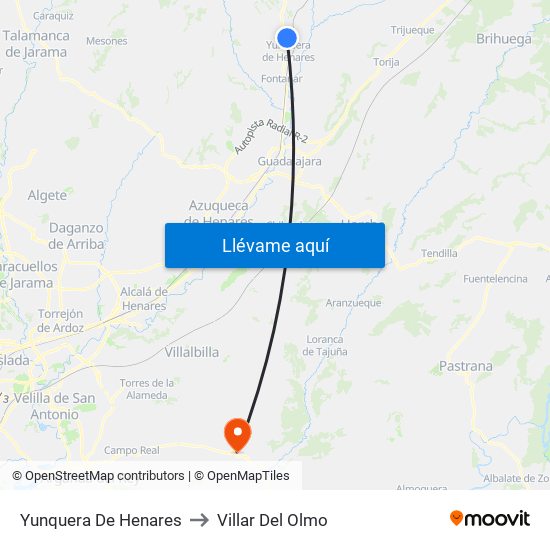 Yunquera De Henares to Villar Del Olmo map