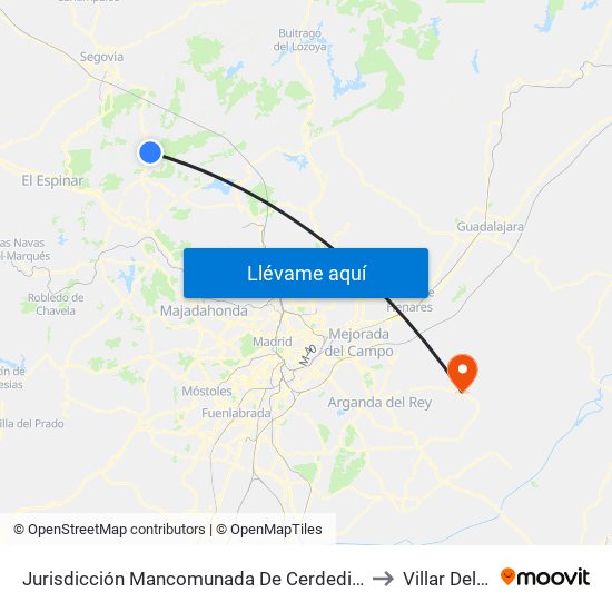 Jurisdicción Mancomunada De Cerdedilla Y Navacerrada to Villar Del Olmo map