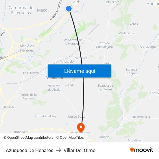 Azuqueca De Henares to Villar Del Olmo map