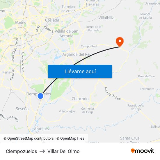 Ciempozuelos to Villar Del Olmo map