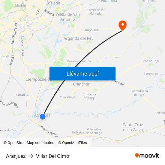 Aranjuez to Villar Del Olmo map