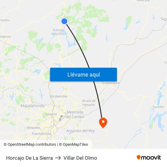 Horcajo De La Sierra to Villar Del Olmo map