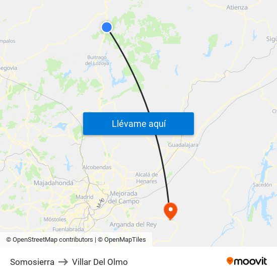 Somosierra to Villar Del Olmo map