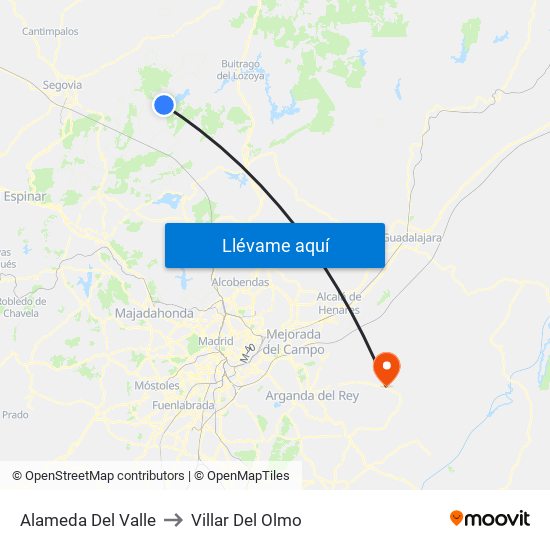 Alameda Del Valle to Villar Del Olmo map