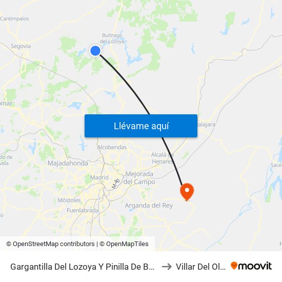 Gargantilla Del Lozoya Y Pinilla De Buitrago to Villar Del Olmo map
