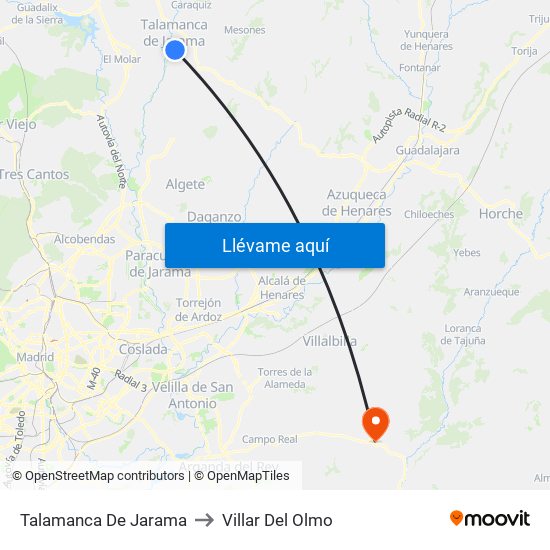 Talamanca De Jarama to Villar Del Olmo map