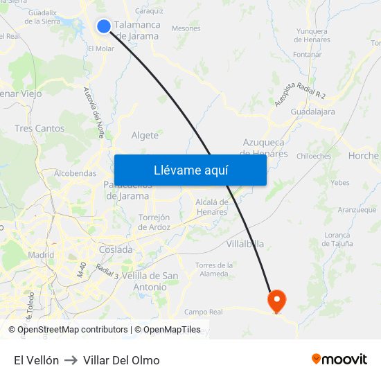 El Vellón to Villar Del Olmo map