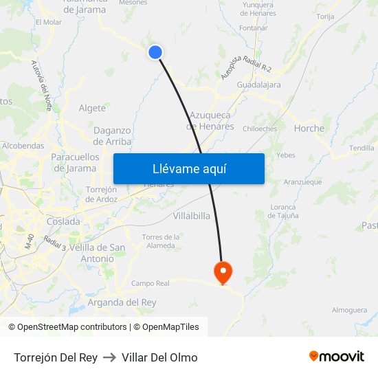 Torrejón Del Rey to Villar Del Olmo map