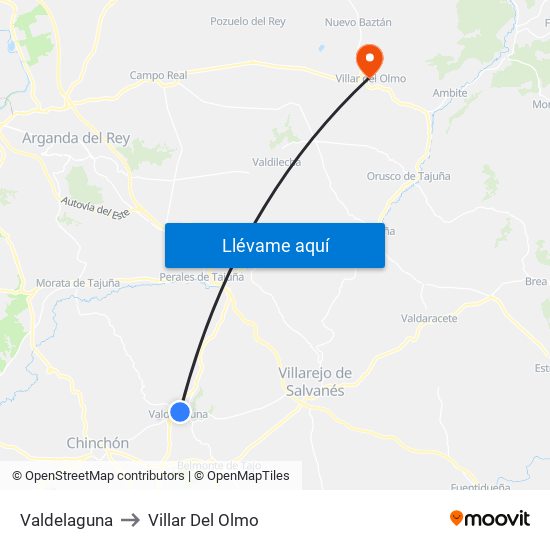 Valdelaguna to Villar Del Olmo map