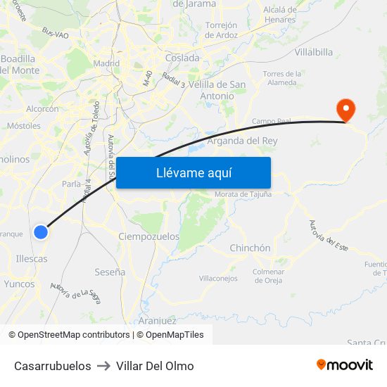 Casarrubuelos to Villar Del Olmo map