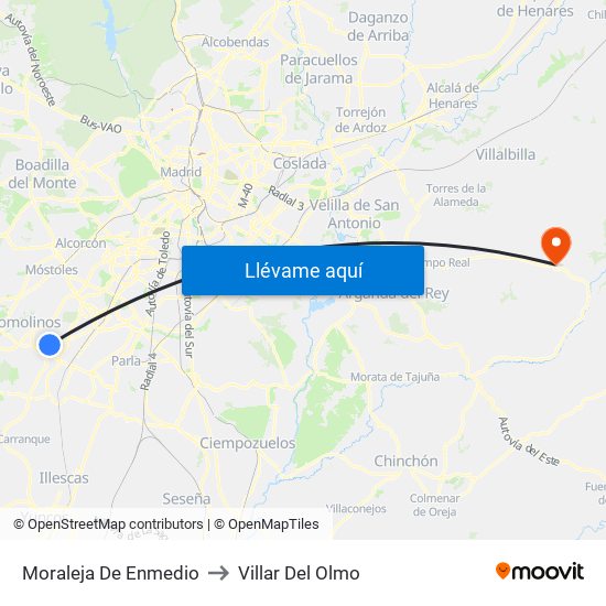Moraleja De Enmedio to Villar Del Olmo map