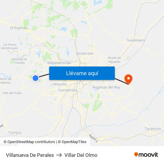 Villanueva De Perales to Villar Del Olmo map