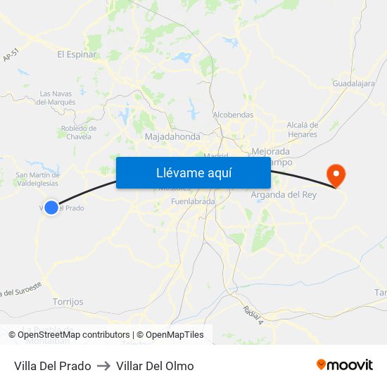 Villa Del Prado to Villar Del Olmo map