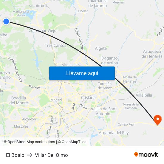 El Boalo to Villar Del Olmo map