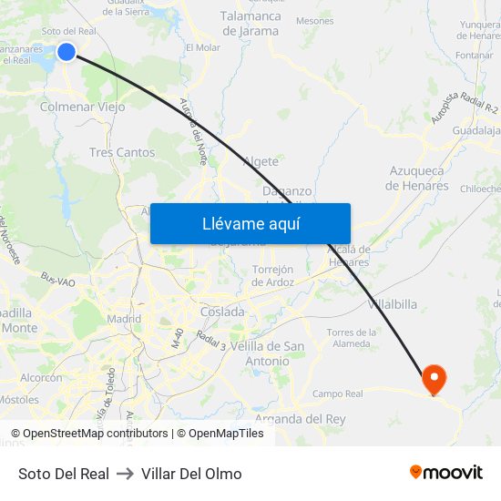 Soto Del Real to Villar Del Olmo map