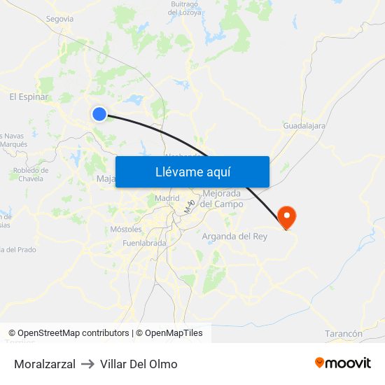 Moralzarzal to Villar Del Olmo map