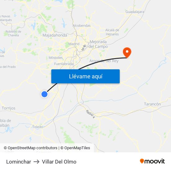 Lominchar to Villar Del Olmo map