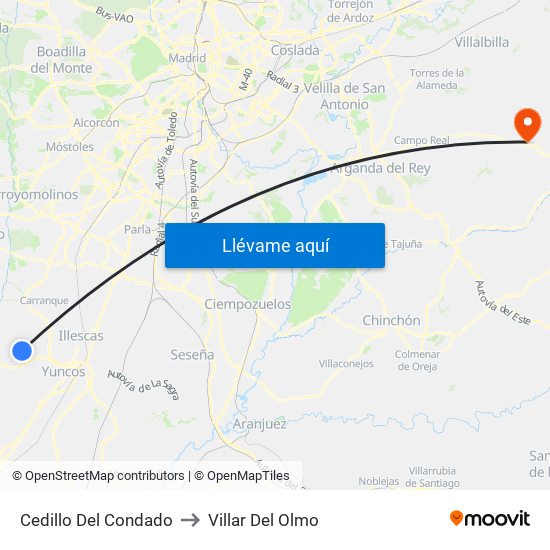 Cedillo Del Condado to Villar Del Olmo map