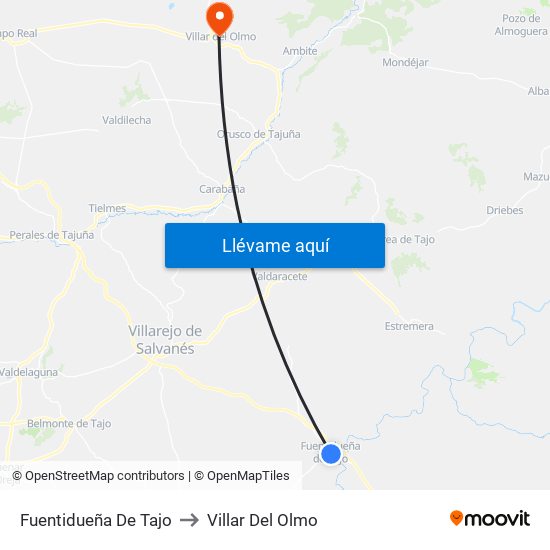 Fuentidueña De Tajo to Villar Del Olmo map