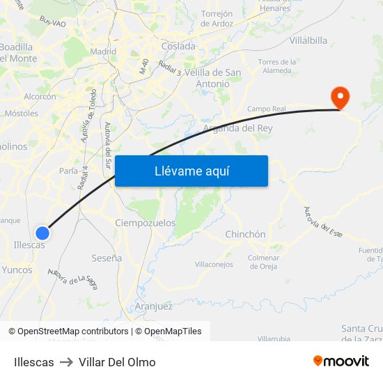 Illescas to Villar Del Olmo map