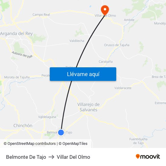 Belmonte De Tajo to Villar Del Olmo map