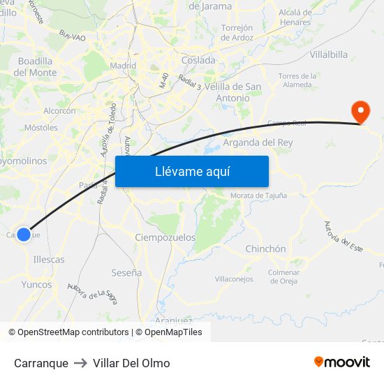 Carranque to Villar Del Olmo map