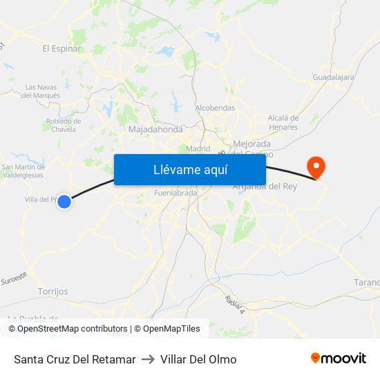Santa Cruz Del Retamar to Villar Del Olmo map