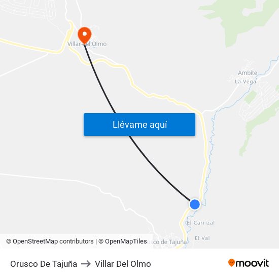 Orusco De Tajuña to Villar Del Olmo map