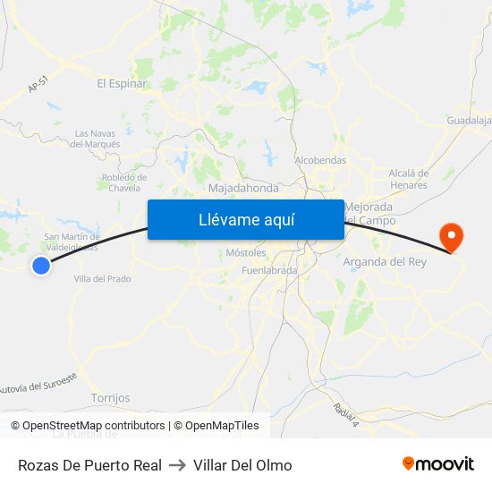Rozas De Puerto Real to Villar Del Olmo map