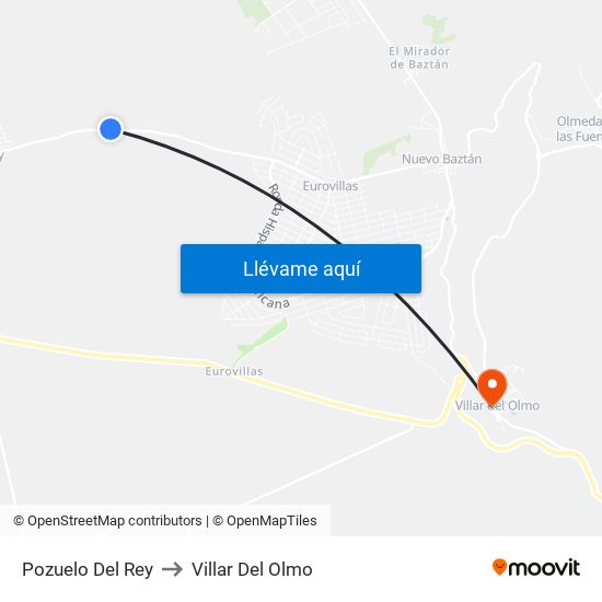 Pozuelo Del Rey to Villar Del Olmo map