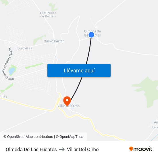 Olmeda De Las Fuentes to Villar Del Olmo map